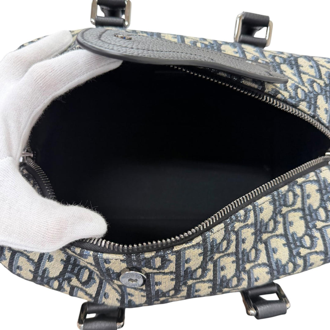 極美品□DIOR ディオール オム 1ADDU114 ランゴ26 レザー オブリーク ジャガード 2WAY ショルダーバッグ ベージュ ネイビー イタリア製