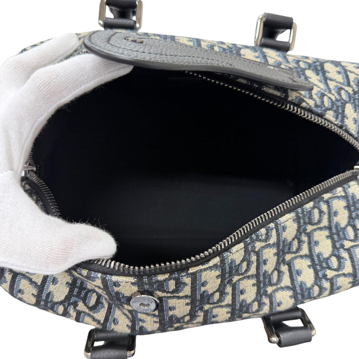 極美品□DIOR ディオール オム 1ADDU114 ランゴ26 レザー オブリーク ジャガード 2WAY ショルダーバッグ ベージュ ネイビー イタリア製