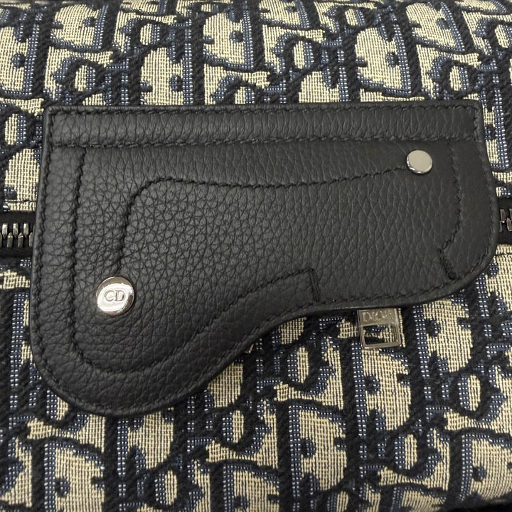 極美品□DIOR ディオール オム 1ADDU114 ランゴ26 レザー オブリーク ジャガード 2WAY ショルダーバッグ ベージュ ネイビー イタリア製