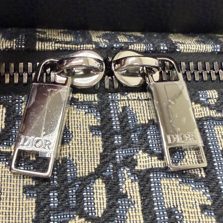 極美品□DIOR ディオール オム 1ADDU114 ランゴ26 レザー オブリーク ジャガード 2WAY ショルダーバッグ ベージュ ネイビー イタリア製