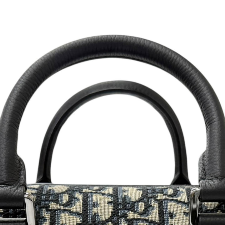 極美品□DIOR ディオール オム 1ADDU114 ランゴ26 レザー オブリーク ジャガード 2WAY ショルダーバッグ ベージュ ネイビー イタリア製