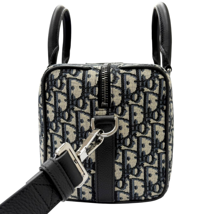 極美品□DIOR ディオール オム 1ADDU114 ランゴ26 レザー オブリーク ジャガード 2WAY ショルダーバッグ ベージュ ネイビー イタリア製