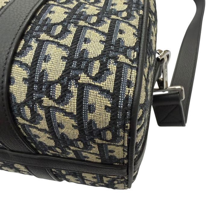 極美品□DIOR ディオール オム 1ADDU114 ランゴ26 レザー オブリーク ジャガード 2WAY ショルダーバッグ ベージュ ネイビー イタリア製