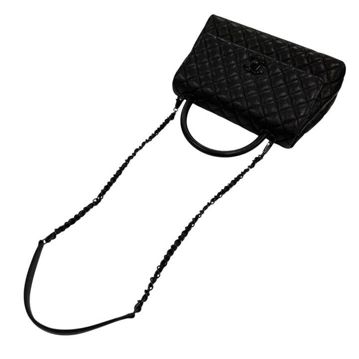 美品☆CHANEL シャネル A92991 ココハンドル 29 ラージ トップハンドル キャビアスキン フラップ 2WAY ハンドバッグ 黒 ブラック金具