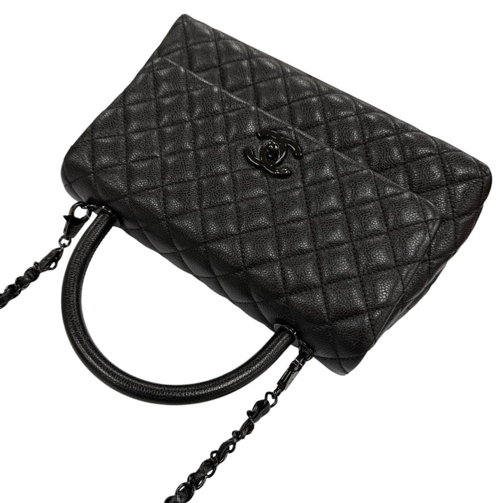美品☆CHANEL シャネル A92991 ココハンドル 29 ラージ トップハンドル キャビアスキン フラップ 2WAY ハンドバッグ 黒 ブラック金具
