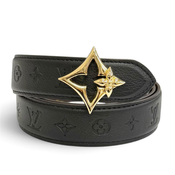 極美品△LOUIS VUITTON ルイヴィトン M8373V ベルト フラワーグラム 30MM リバーシブル モノグラムキャンバス モノグラムアンプラント