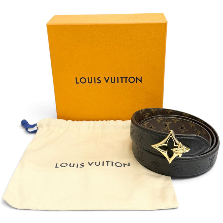 極美品△LOUIS VUITTON ルイヴィトン M8373V ベルト フラワーグラム 30MM リバーシブル モノグラムキャンバス モノグラムアンプラント