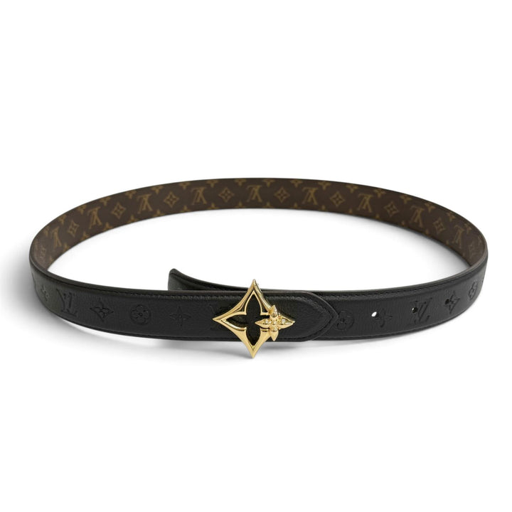 極美品△LOUIS VUITTON ルイヴィトン M8373V ベルト フラワーグラム 30MM リバーシブル モノグラムキャンバス モノグラムアンプラント