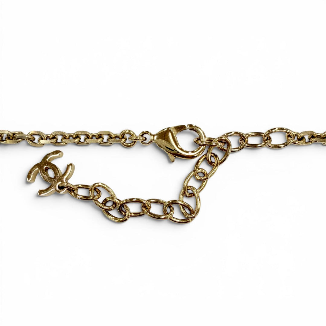 美品◇CHANEL シャネル I25C ABE965 ラインストーン パール ココマーク フラワーモチーフ ネックレス ゴールド イタリア製 レディース