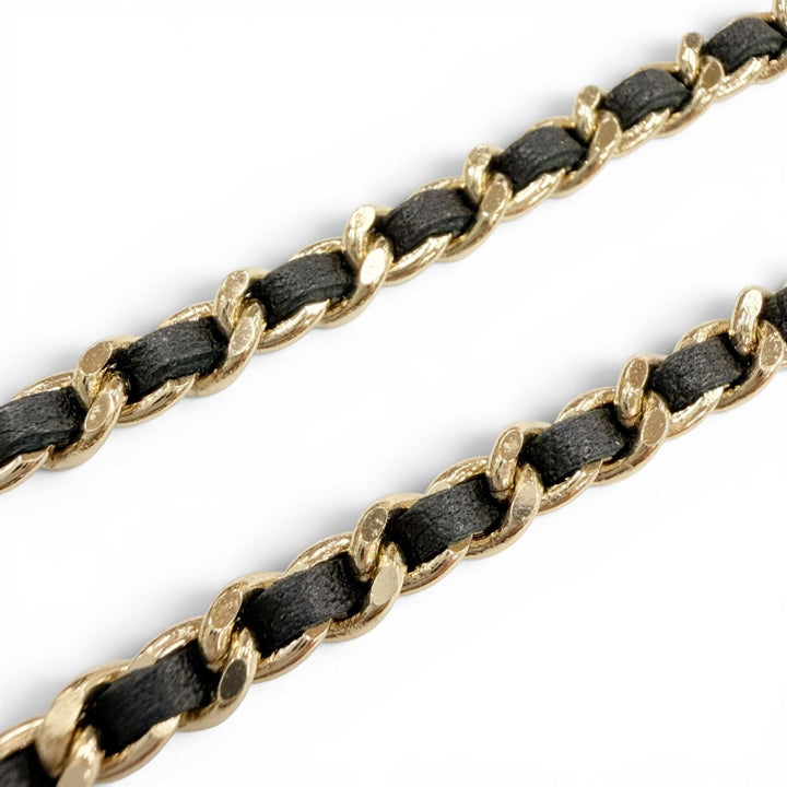 極美品◇CHANEL シャネル A23B ABB548 ラインストーン ココマーク マトラッセバッグモチーフ チェーン ネックレス ゴールド ブラック 仏製