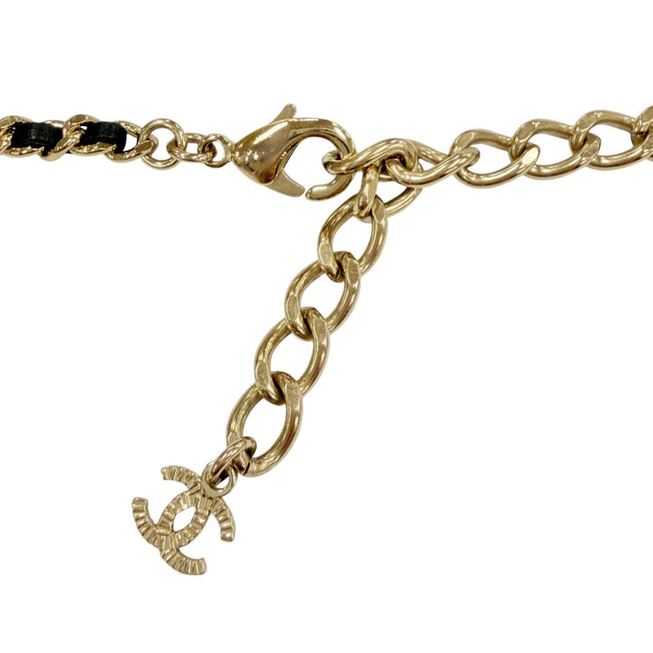 極美品◇CHANEL シャネル A23B ABB548 ラインストーン ココマーク マトラッセバッグモチーフ チェーン ネックレス ゴールド ブラック 仏製