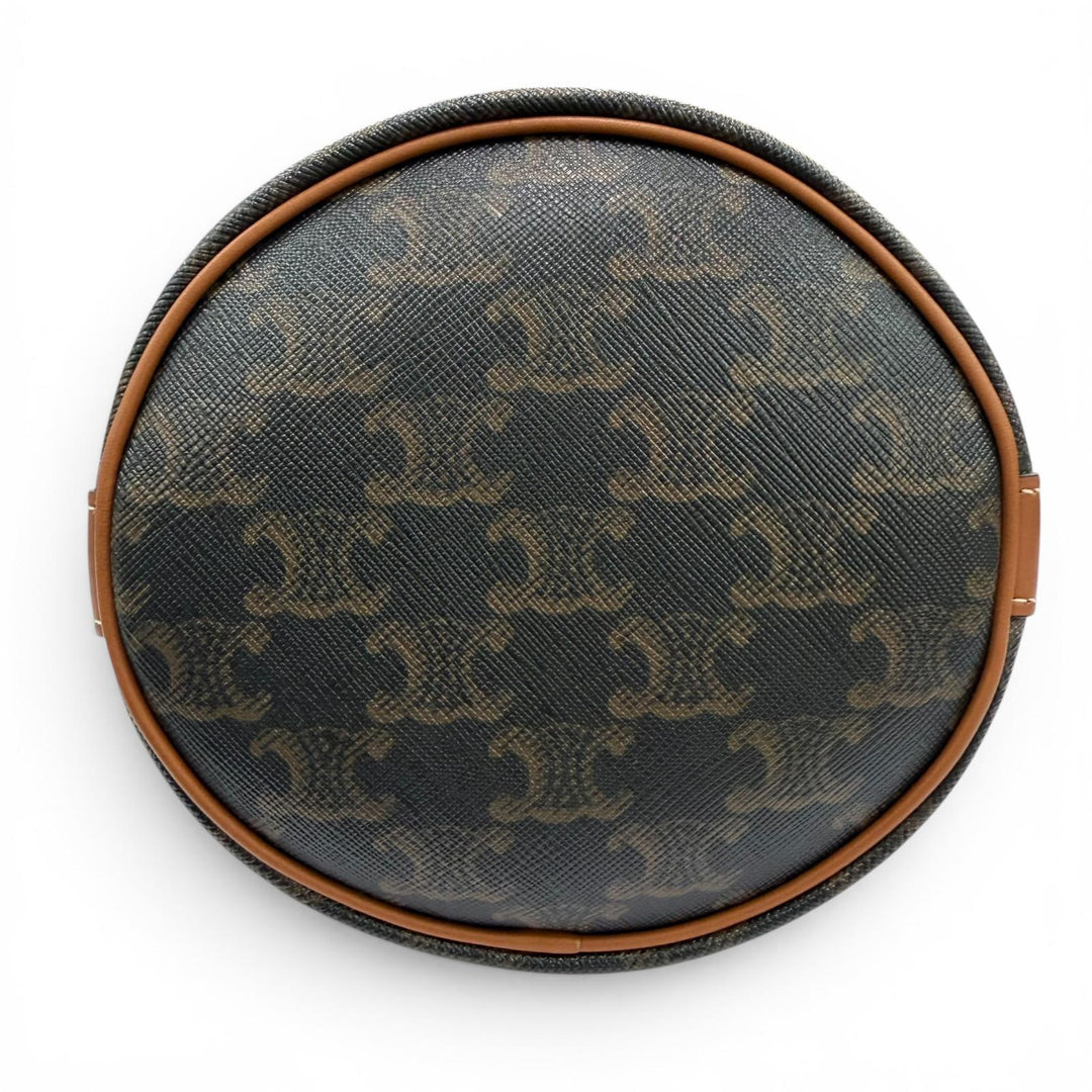 極美品☆CELINE セリーヌ 19114 トリオンフ スモール ドローストリング ショルダーバッグ トリオンフキャンバス タン イタリア製 保袋付