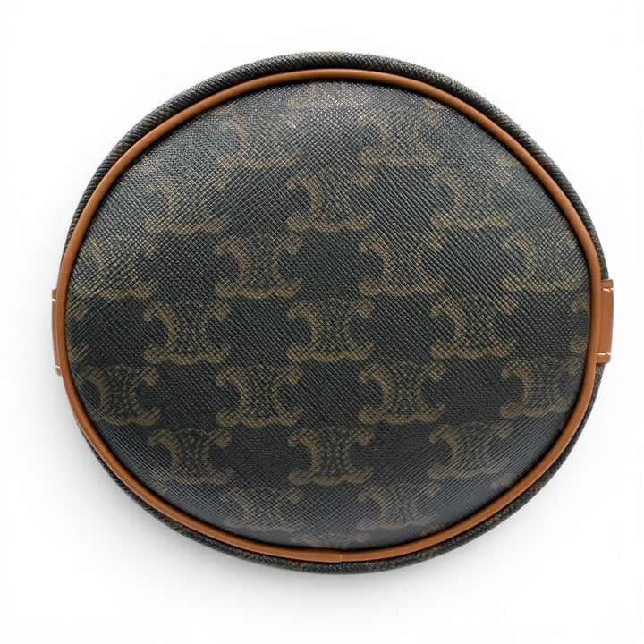極美品☆CELINE セリーヌ 19114 トリオンフ スモール ドローストリング ショルダーバッグ トリオンフキャンバス タン イタリア製 保袋付