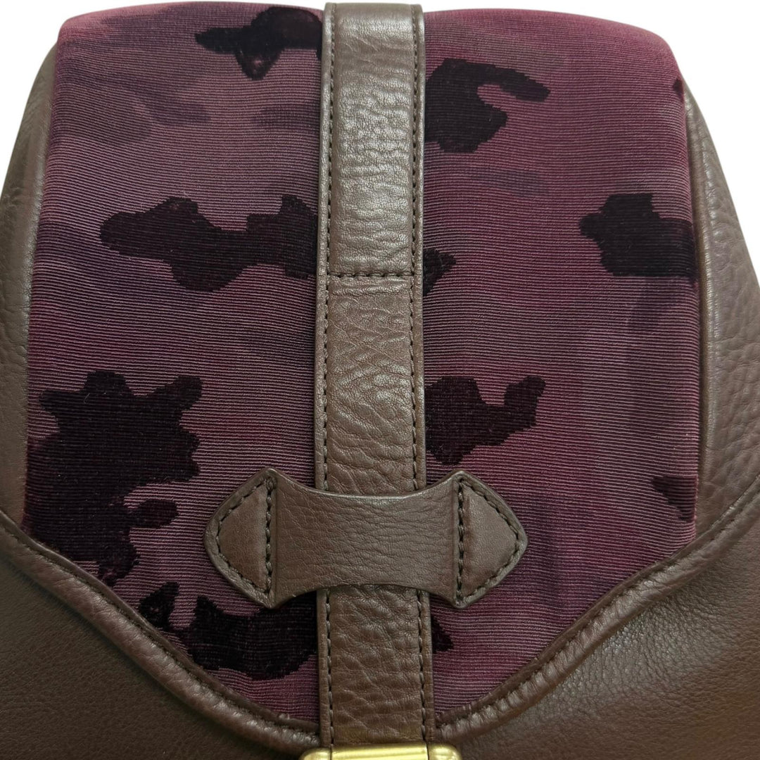 美品□GANZO CHISO ガンゾ 千總 タカシマヤ限定 ビロード友禅 レザー リュックサック ダークブラウン ボルドー 日本製 定価495000円