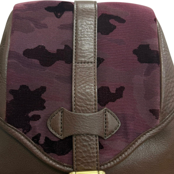 美品□GANZO CHISO ガンゾ 千總 タカシマヤ限定 ビロード友禅 レザー リュックサック ダークブラウン ボルドー 日本製 定価495000円