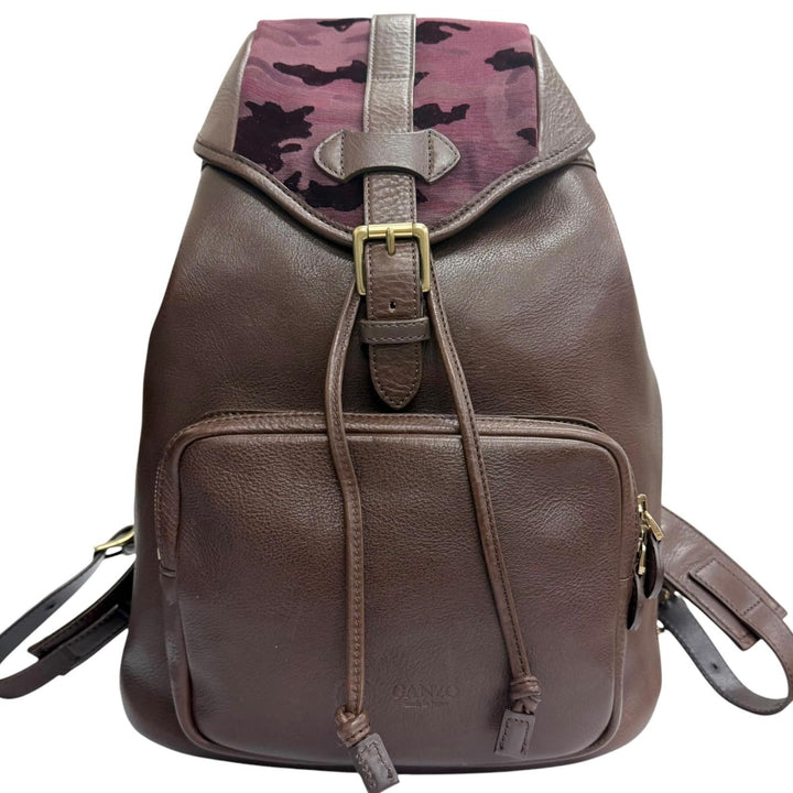 美品□GANZO CHISO ガンゾ 千總 タカシマヤ限定 ビロード友禅 レザー リュックサック ダークブラウン ボルドー 日本製 定価495000円