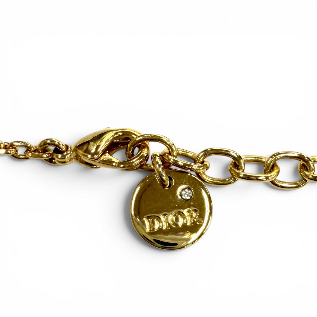 極美品★DIOR ディオール N2890WOMCY Petit CD ネックレス ラインストーン ペンダント ゴールド レディース 箱・保存袋付き
