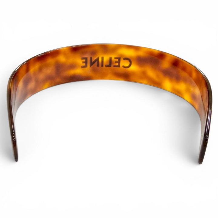 良品△CELINE セリーヌ 46Y376CEA ハバナブロンド ドレ ロゴ カチューシャ ヘアアクセサリー ヘッドバンド クリアブラウン 伊製 保存袋付