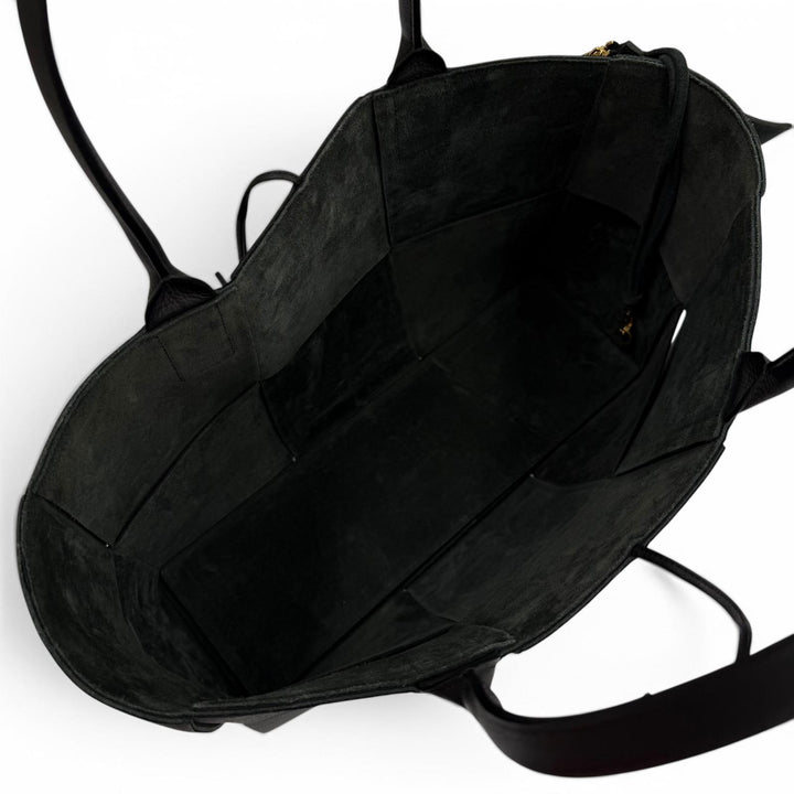 美品▼BOTTEGAVENETA ボッテガヴェネタ 609175 ミディアム ザ アルコ レザー ポーチ付き トートバッグ ブラック 伊製 メンズ 保存袋付き
