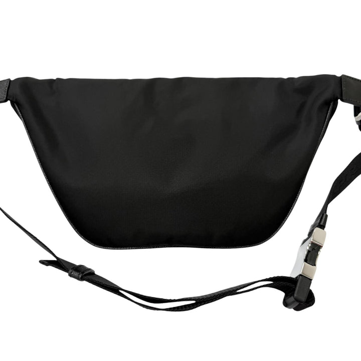 美品□PRADA プラダ 2VL033 トライアングルロゴ Re-Nylon サフィアーノレザー ボディバッグ ブラック イタリア製 メンズ 定価247500円