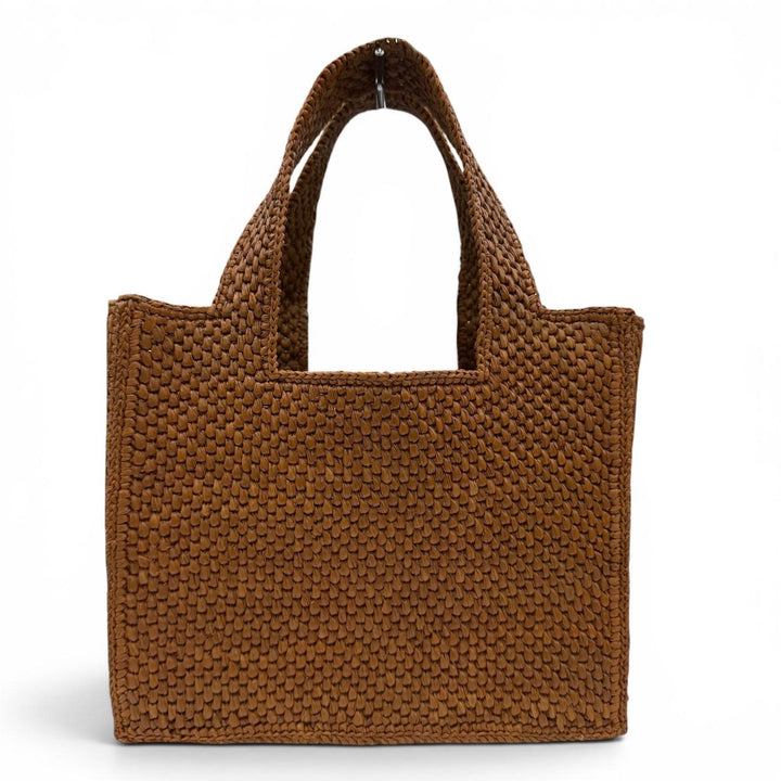 極美品☆LOEWE ロエベ A685B59X01 フォントトート スモール ラフィア ハニーゴールド レザー使い 2WAYショルダーバッグ ハンドバッグ
