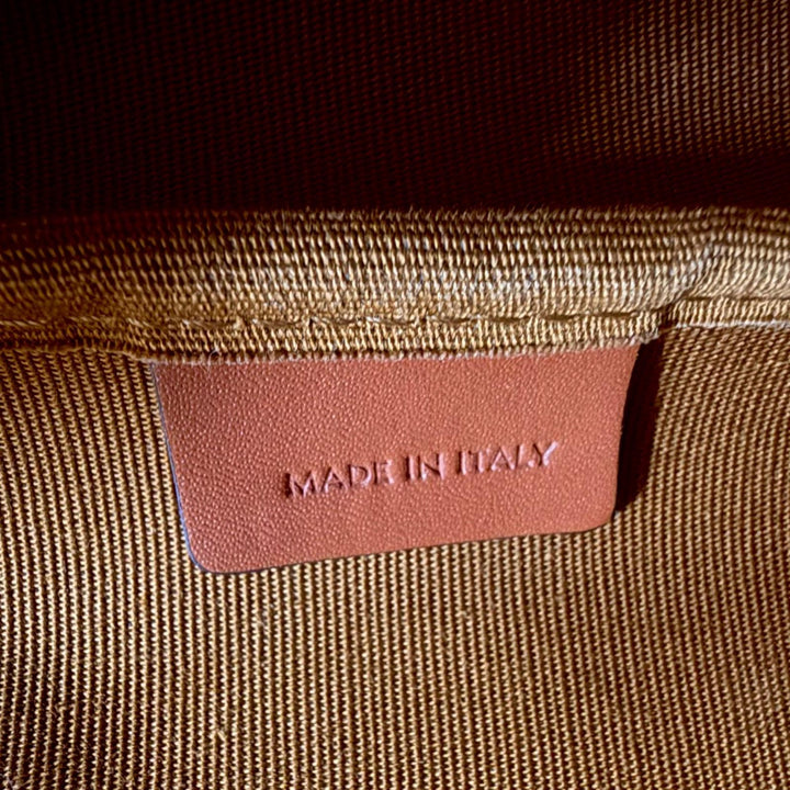 美品△CELINE セリーヌ 19113 ミディアム バケット トリオンフキャンバス カーフスキン タン ショルダーバッグ ブラウン 伊製 レディース
