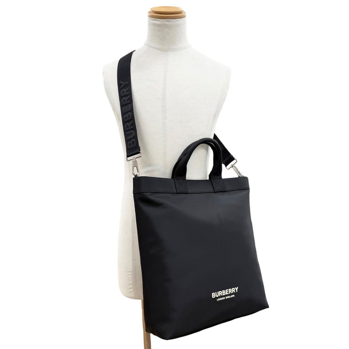 美品▼BURBERRY バーバリー 8063497 アーティ ナイロン 2WAY ショルダー トートバッグ ブラック イングランド製 メンズ 保存袋付き