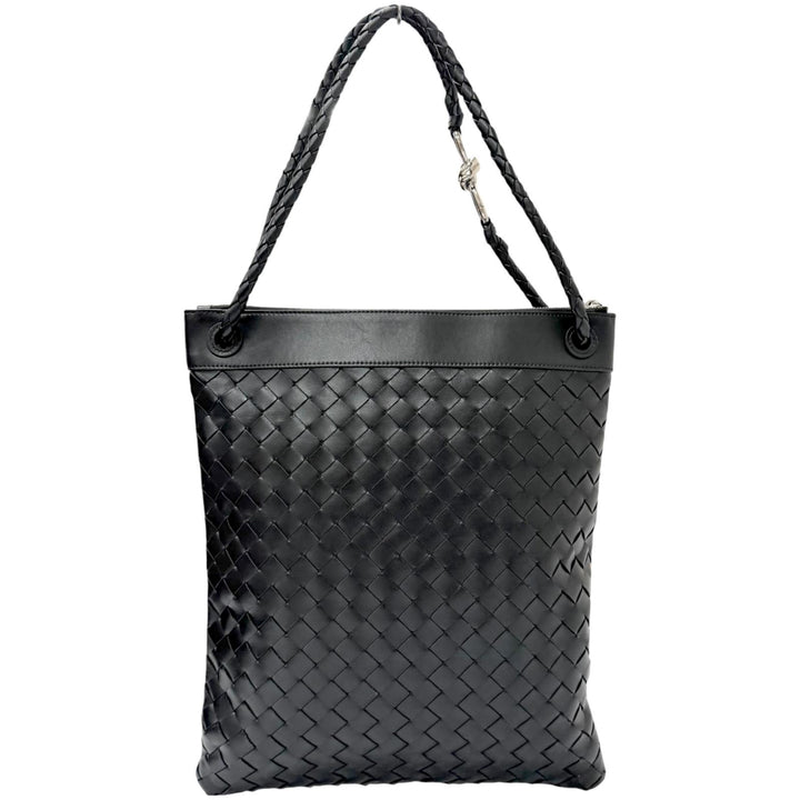 美品□BOTTEGAVENETA ボッテガヴェネタ 806490 アンディアーモ レザー イントレチャート メッセンジャー フラット ショルダーバッグ 伊製