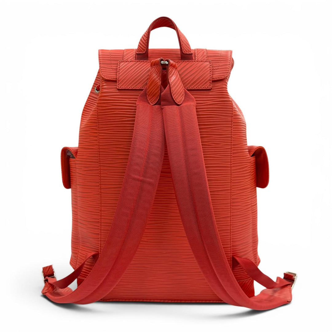 美品▼LOUIS VUITTON ルイヴィトン M23764 クリストファー MM バックパック エピXL リュックサック デイパック レッド シルバー メンズ