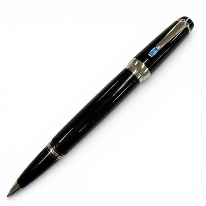 美品▼MONTBLANC モンブラン ボエム ブルージェムストーン ホワイトスター キャップ式 ボールペン ブラック シルバー 筆記確認済み
