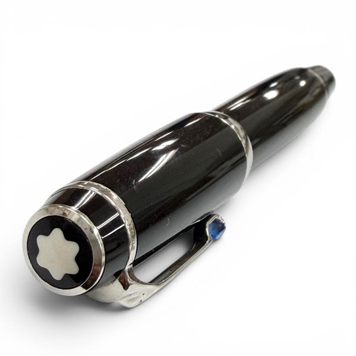 美品▼MONTBLANC モンブラン ボエム ブルージェムストーン ホワイトスター キャップ式 ボールペン ブラック シルバー 筆記確認済み