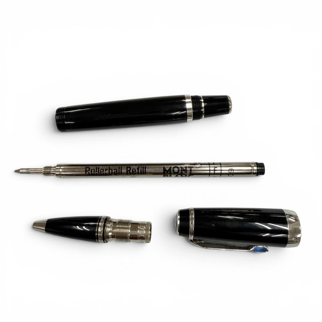 美品▼MONTBLANC モンブラン ボエム ブルージェムストーン ホワイトスター キャップ式 ボールペン ブラック シルバー 筆記確認済み
