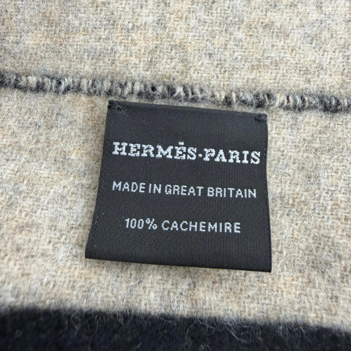 極美品☆HERMES エルメス ラブストーリー マフラー カシミヤ100％ フリンジ付 ホース柄 馬柄 ブラック ベージュ レディース 箱付き