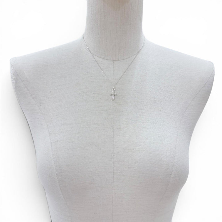 美品◇Sympathy of Soul シンパシーオブソウル スムースクロス K18 WG ダイヤモンド0.05ct 11P スクエアチェーン付 ペンダント 重量3.12g