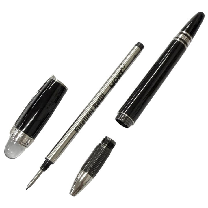 極美品□MONTBLANC モンブラン スターウォーカー ホワイトスター キャップ式 ファインライナー サインペン ブラック シルバー ドイツ製