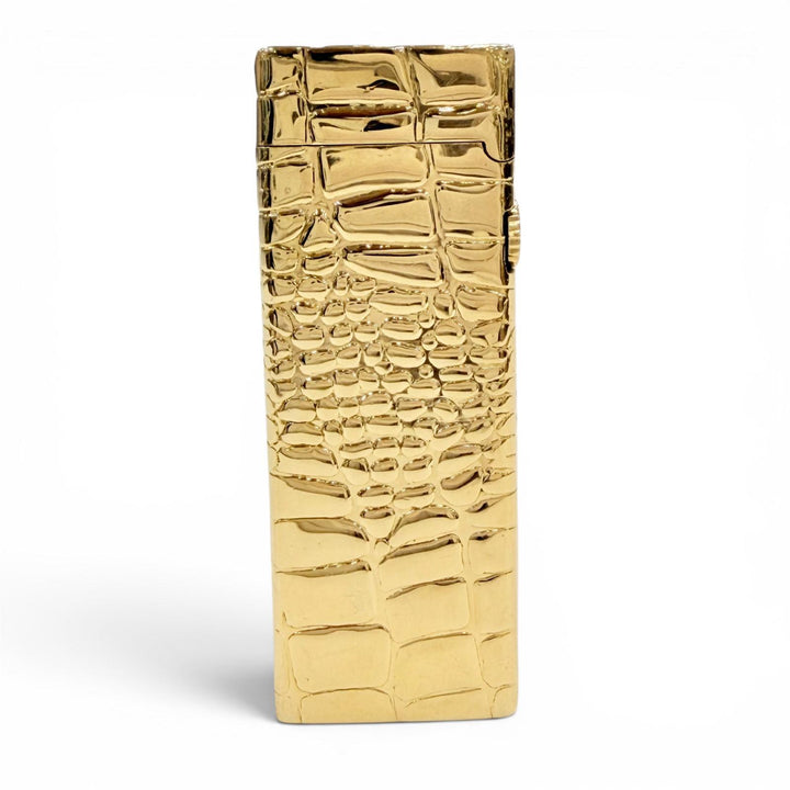 極美品◇Dunhill ダンヒル アウタージャケット 18K クロコ型押し ローラー式 ガスライター ゴールド スイス製 総重量103.64g 着火確認済