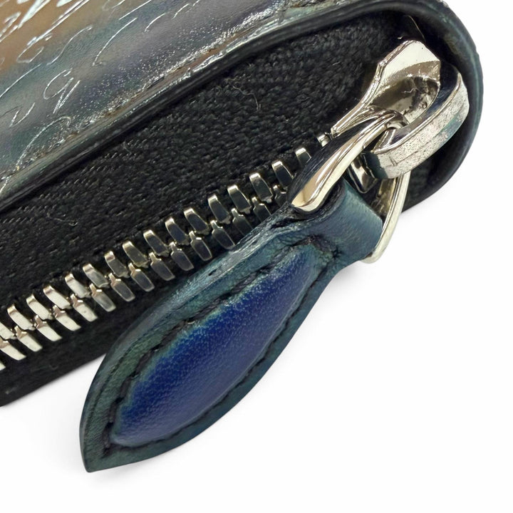 未使用品□BERLUTI ベルルッティ 2023年製 イタウバ シルバーパティーヌ カリグラフィ スクリット 長財布 ターコイズブルー イタリア製