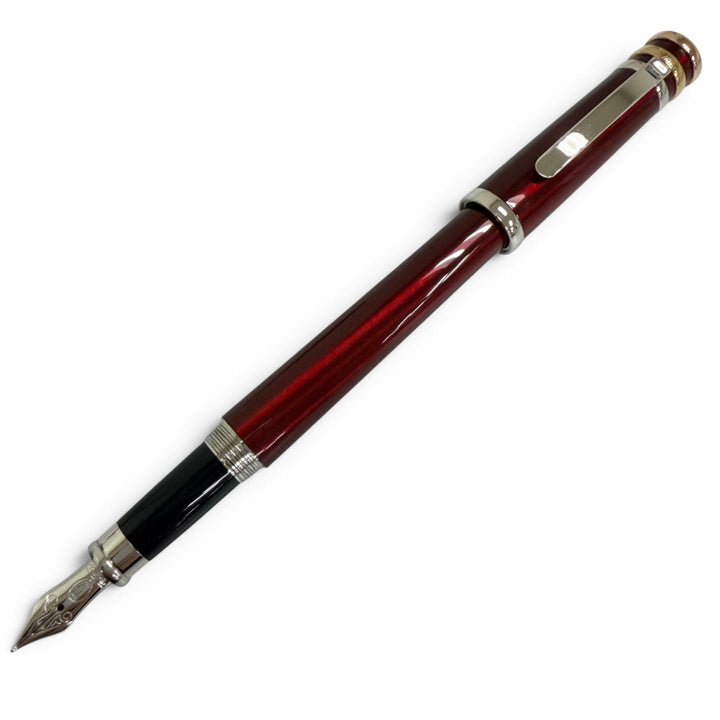 美品□Cartier カルティエ ペン先18K Mニブ トリニティ ドゥ カルティエ キャップ式 万年筆 ステーショナリー ボルドー ドイツ製 メンズ
