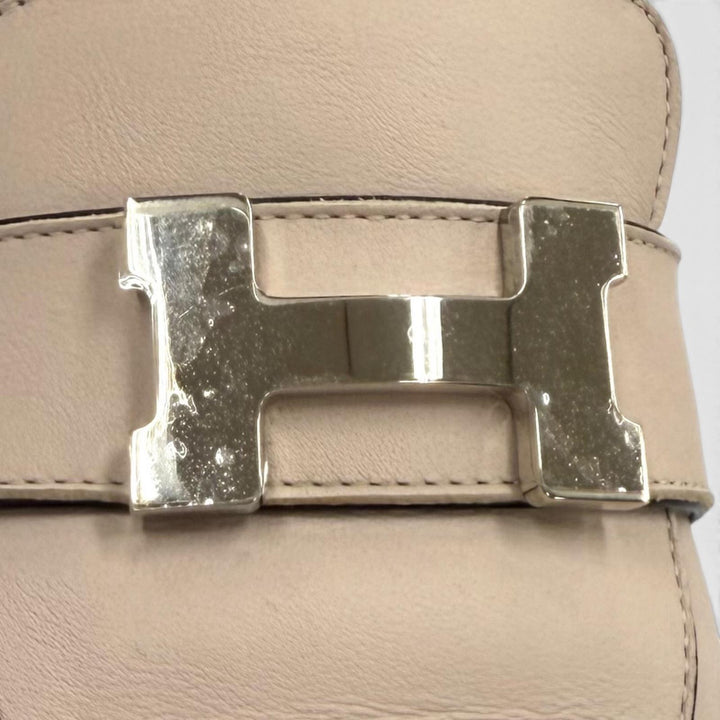 美品★HERMES エルメス モカシン パリ シルバー金具 H金具付 レザー ローファー ピンク 35.5 イタリア製 レディース 箱・保存袋付き