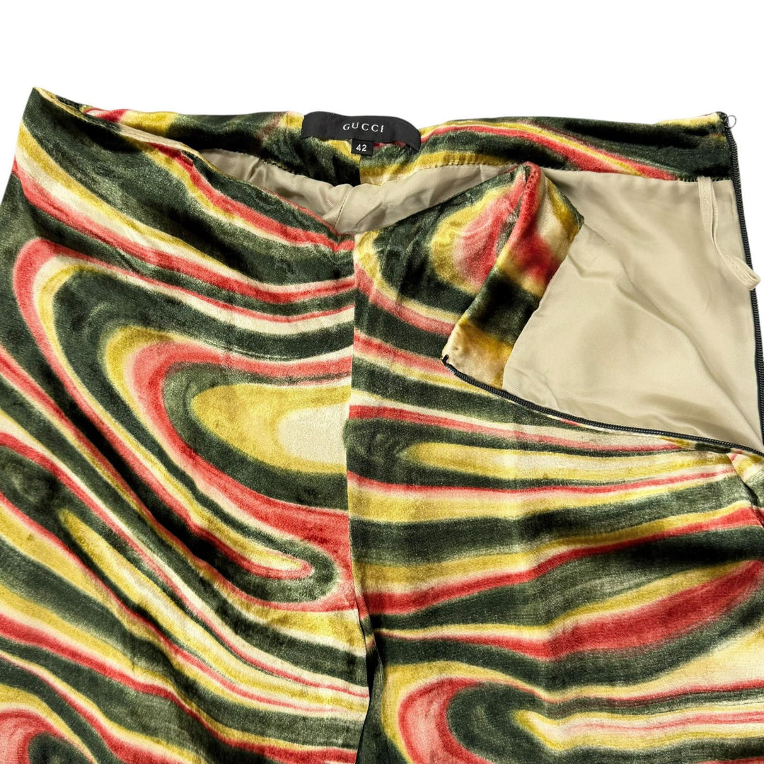 極美品◇GUCCI グッチ 99AW Psychedelic Swirl Velvet Pants サイケデリック スワール ベルベットパンツ トムフォード期 42 正規品 伊製