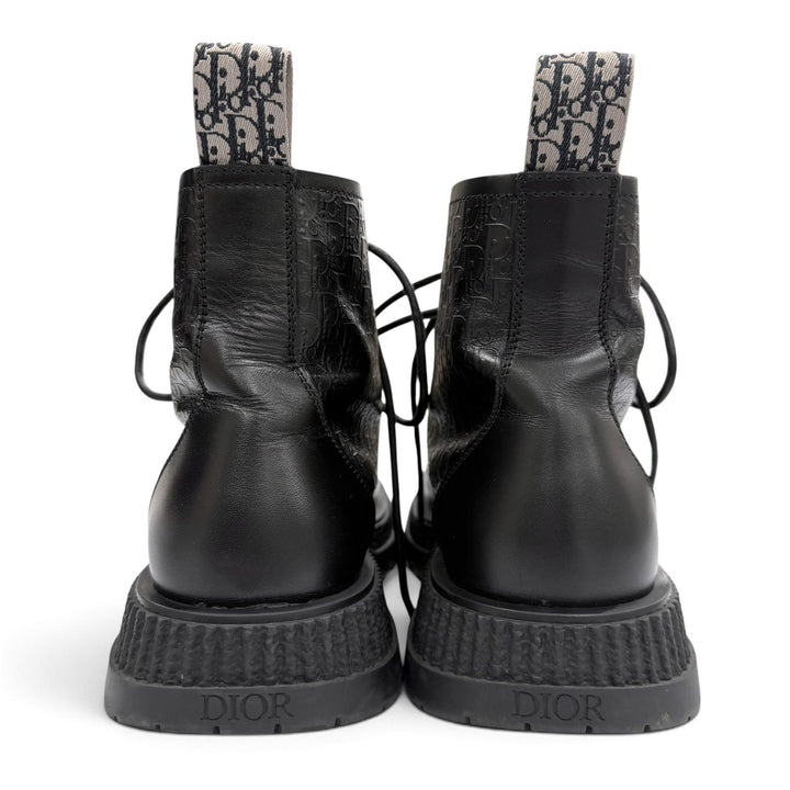 美品▼DIOR ディオール オム BUFFALO LACE-UP BOOTS レザー オブリーク レースアップ ブーツ ブラック 41 イタリア製 メンズ