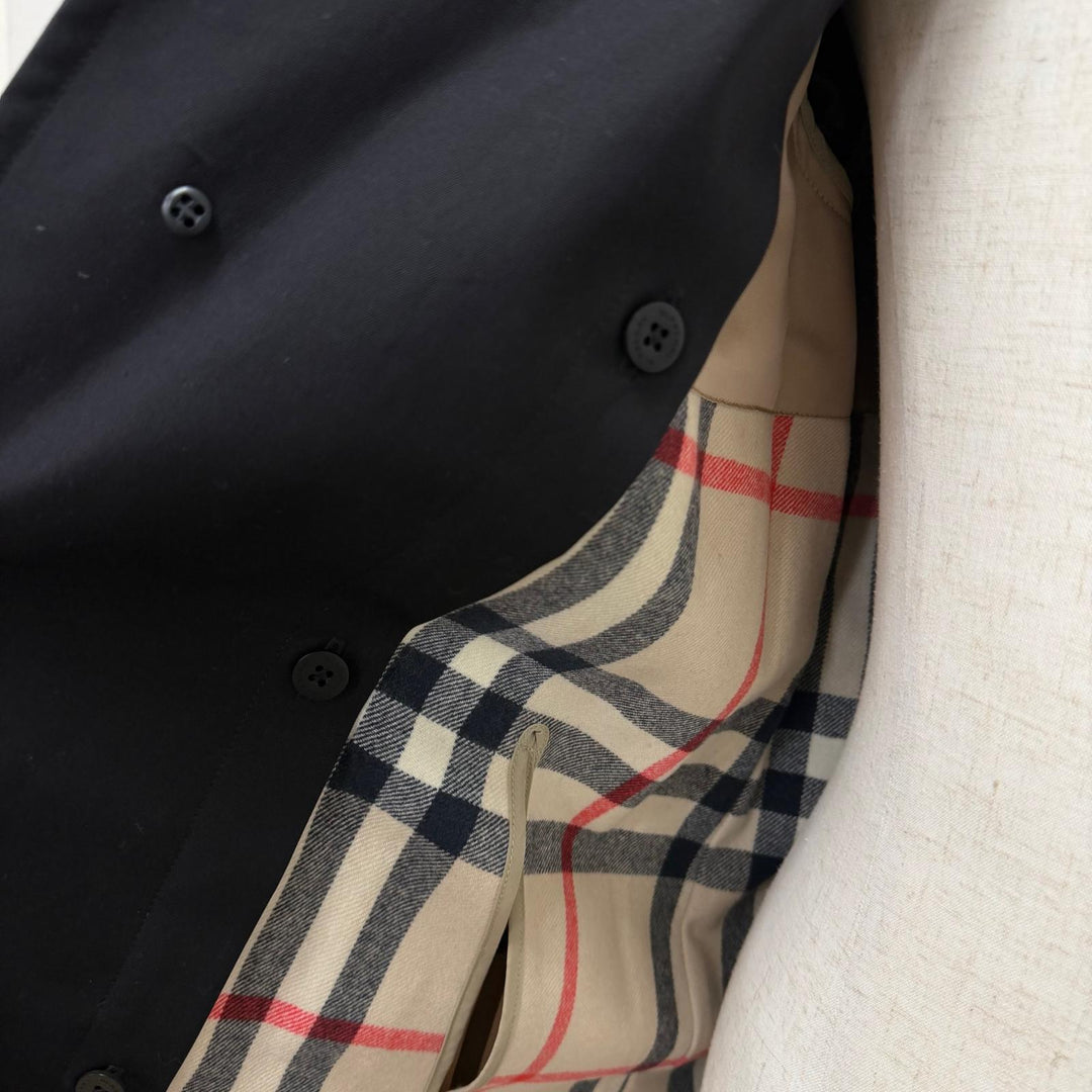 極美品□BURBERRY LONDON バーバリーロンドン 裏ノバチェック柄 ライナー付き ステンカラーコート ブラック M 日本製 正規品 メンズ