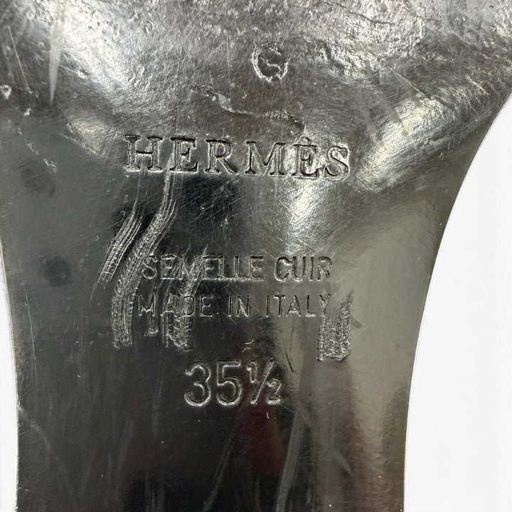 美品☆HERMES エルメス コンスタンス ゴールド金具 Hロゴ金具 レザー ヒールローファー パンプス ブラック 35.5 イタリア製 レディース