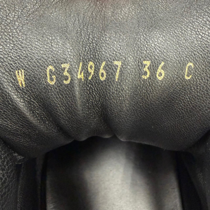 美品☆CHANEL シャネル G34967 ココマーク・ロゴ金具 ベルクロ レースアップ レザー ミドルハイカットスニーカー ブラック 36 箱・保袋付