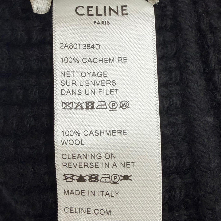 美品▼CELINE セリーヌ 2A80T384D カシミヤ100% トリオンフ ニット帽子 バケットハット ブラック TU イタリア製 正規品 ユニセックス