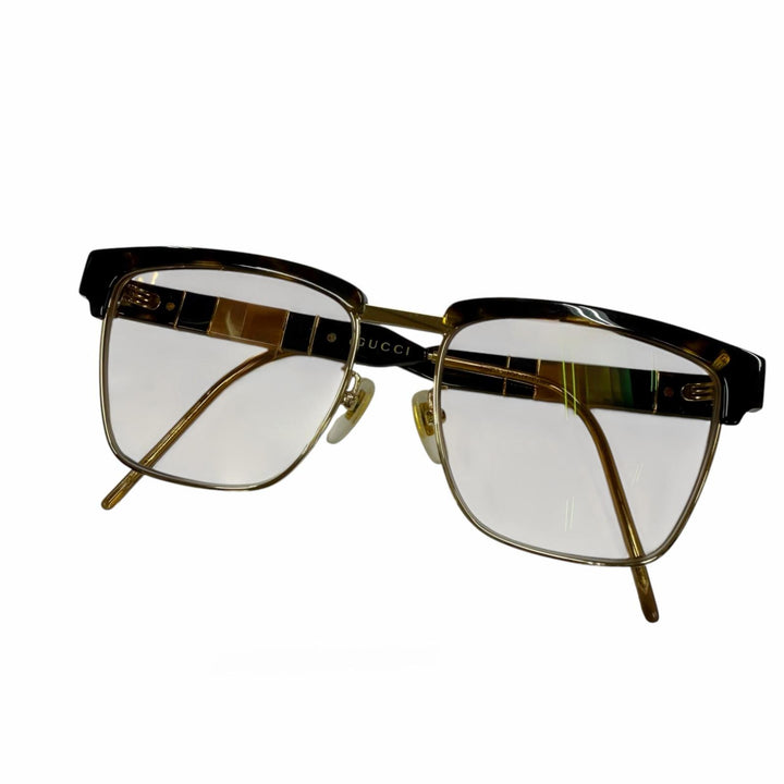 美品▼GUCCI グッチ GG0605O ロゴ べっ甲柄 グラデーションレンズ スクエア アイウェア サングラス 52□16-145 度入り メンズ 保存袋付き