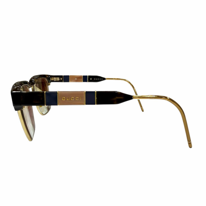 美品▼GUCCI グッチ GG0605O ロゴ べっ甲柄 グラデーションレンズ スクエア アイウェア サングラス 52□16-145 度入り メンズ 保存袋付き