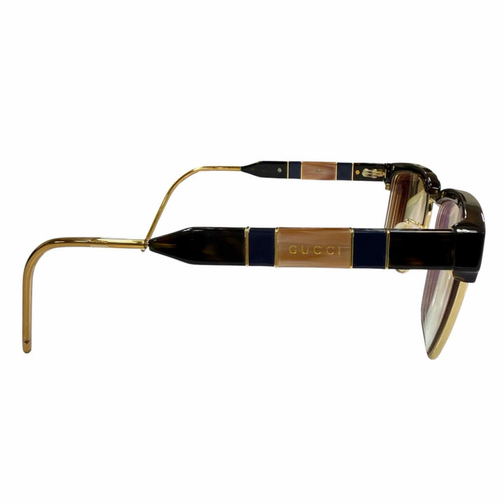 美品▼GUCCI グッチ GG0605O ロゴ べっ甲柄 グラデーションレンズ スクエア アイウェア サングラス 52□16-145 度入り メンズ 保存袋付き