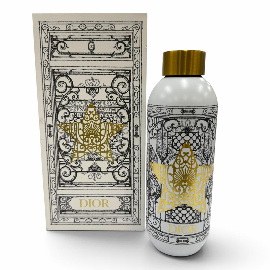 極美品☆Christian Dior クリスチャンディオール ウォーターボトル ステンレス CDロゴ タンブラー 水筒 アイボリー ゴールド 箱付き