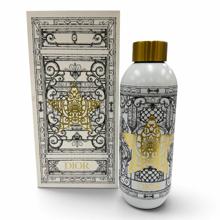 極美品☆Christian Dior クリスチャンディオール ウォーターボトル ステンレス CDロゴ タンブラー 水筒 アイボリー ゴールド 箱付き